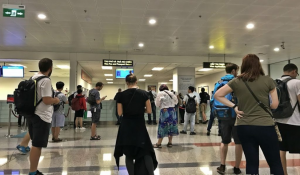 Tourists waiting in line for visa procedures at Vietnam International Airport